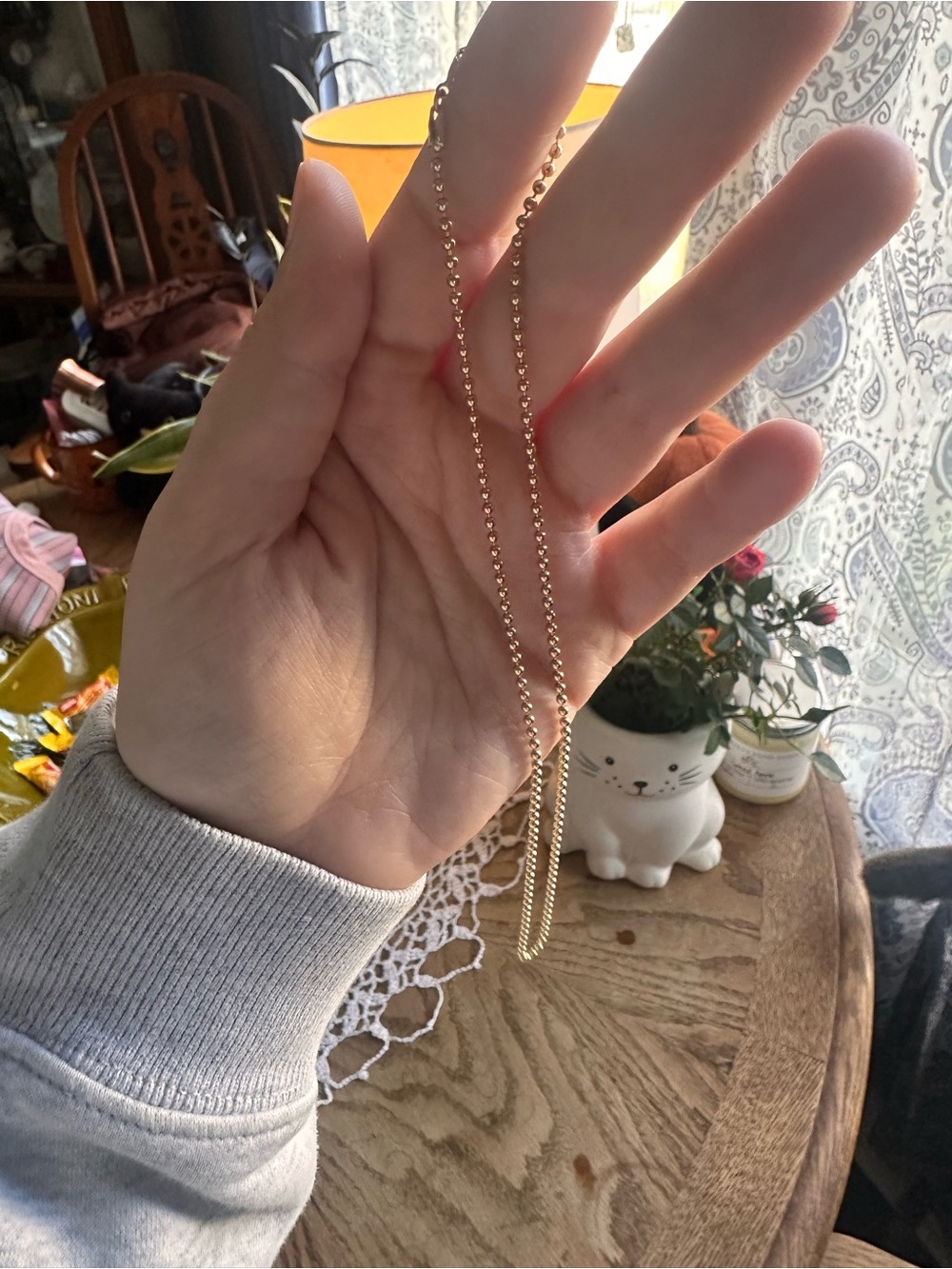 Vintage 14k solid beaded ball chain necklace choker